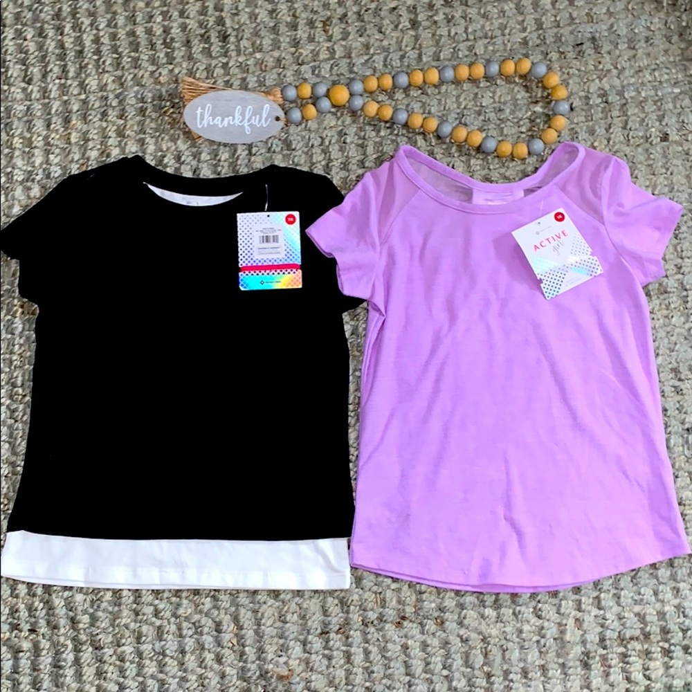 Two activewear girls tops - new